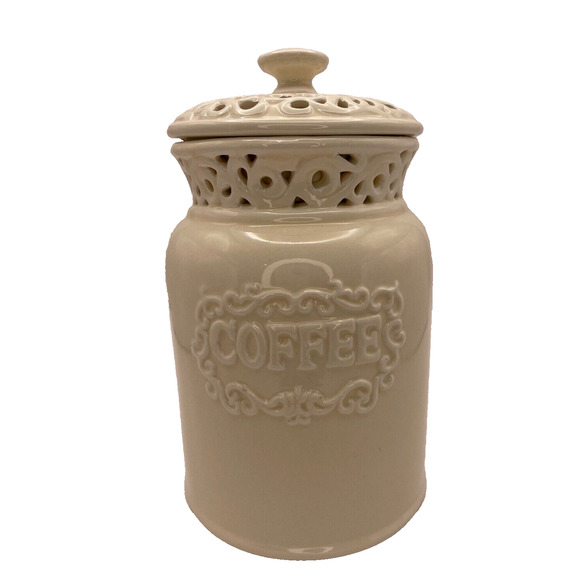 Pre-owned Ceramic Coffee Jar From California Pantry 6.75" Hermetic Seal - Picture 1 of 10